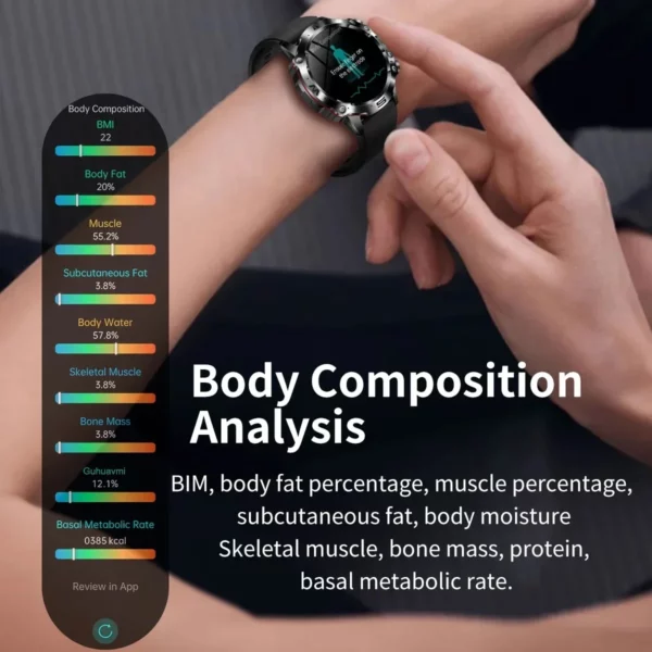 2024 New Blood Lipids Uric Acid Blood Glucose Smart Watch For Men ECG+PPG Fitness Tracker Clock Bluetooth Call Health Smartwatch - Image 5